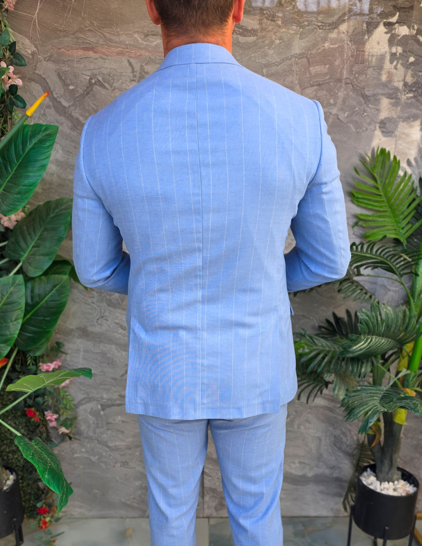 Costum de bărbați, Bleu cu dungi: Sacou si Pantalon - C5354 - imagine 11