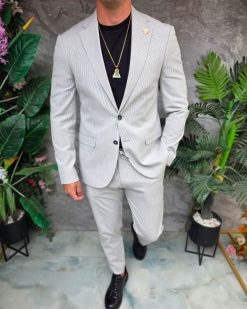 Alternative view of Costum de bărbați, Gri cu dungi fine: Sacou si Pantalon - C5371