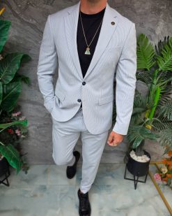 Costum de bărbați, Bleu cu dungi: Sacou si Pantalon - C5368