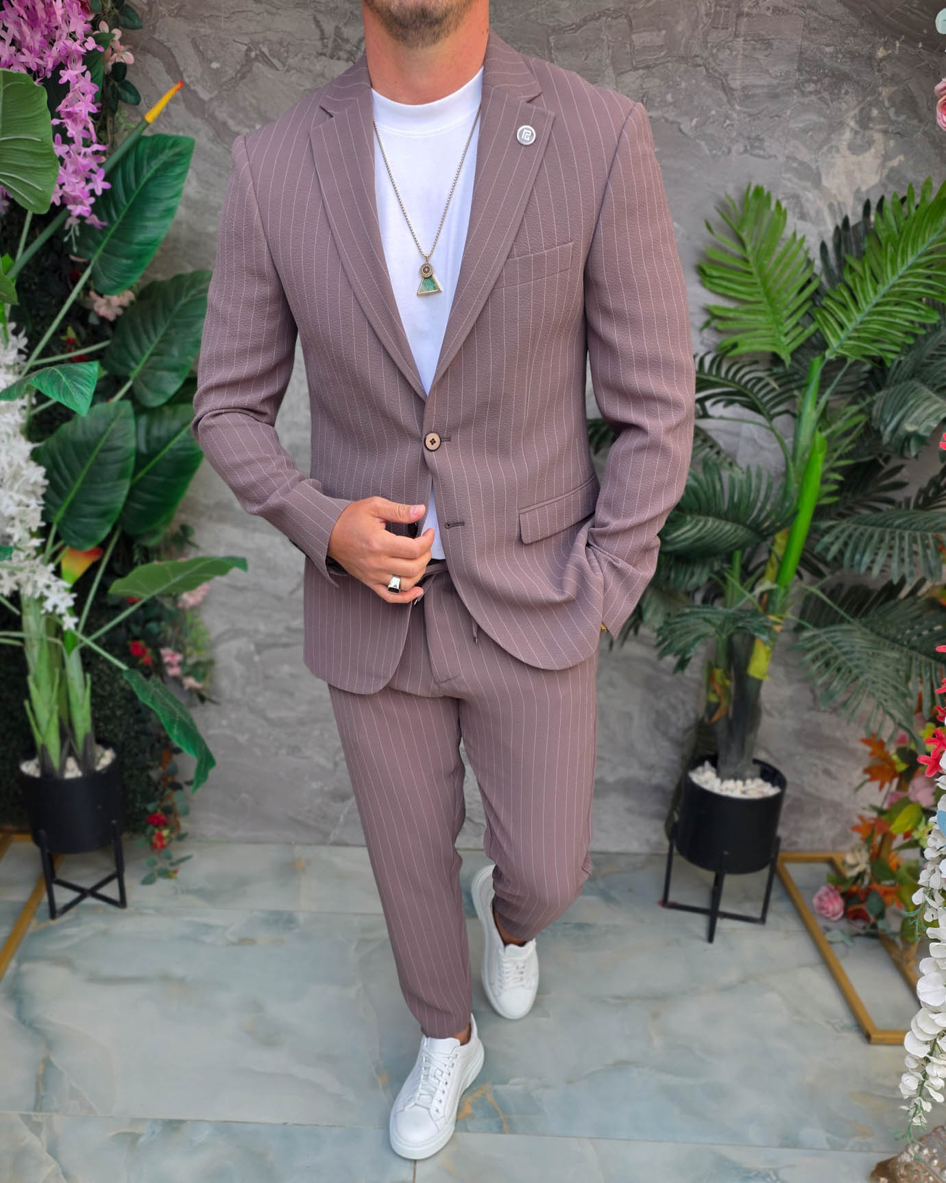 Costum de bărbați, Maro Taupe: Sacou si Pantalon - C5347 - imagine 2