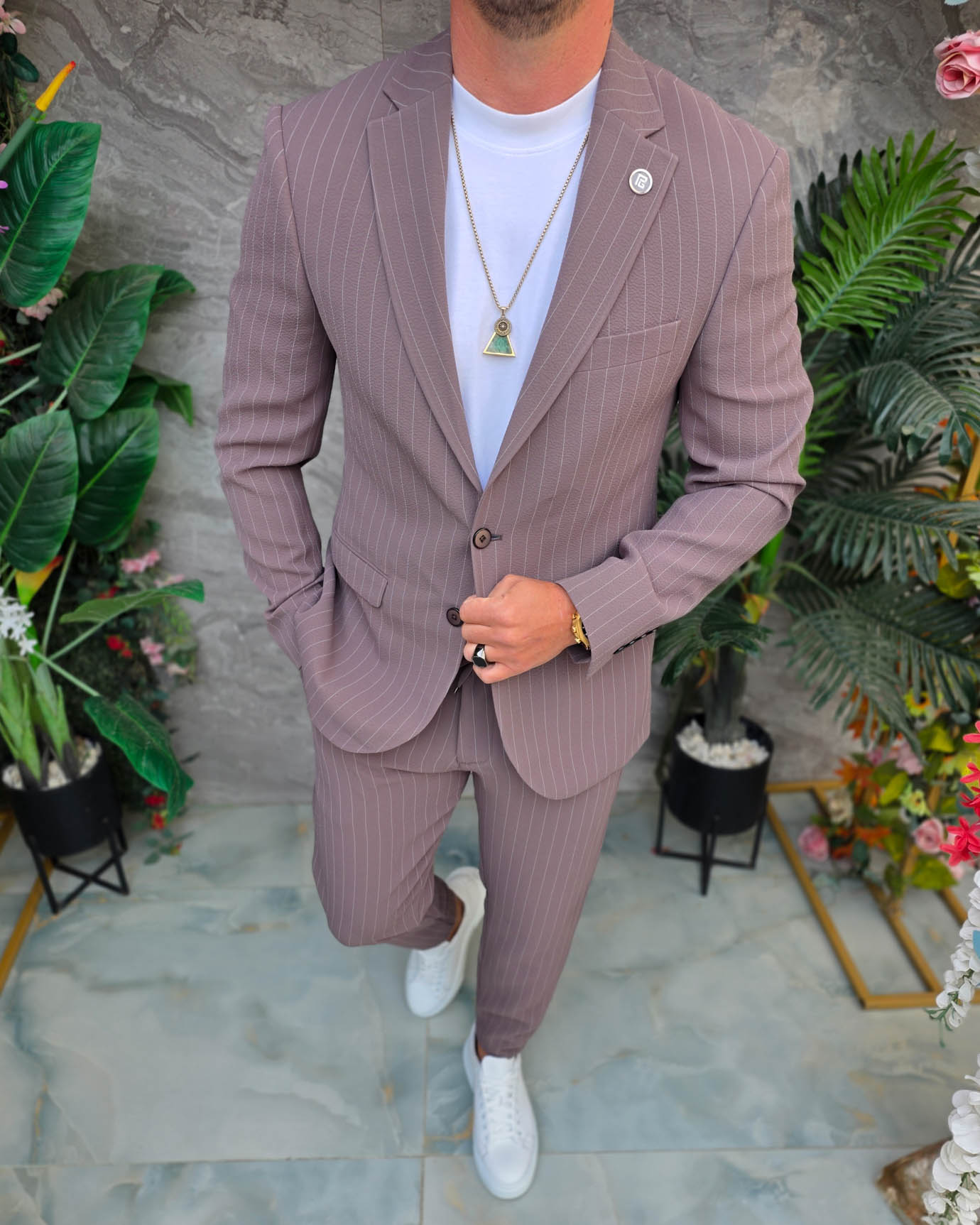 Costum de bărbați, Maro Taupe: Sacou si Pantalon - C5347 - imagine 3