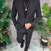 Costum de bărbați, Negru cu dungi: Sacou si Pantalon - C5363