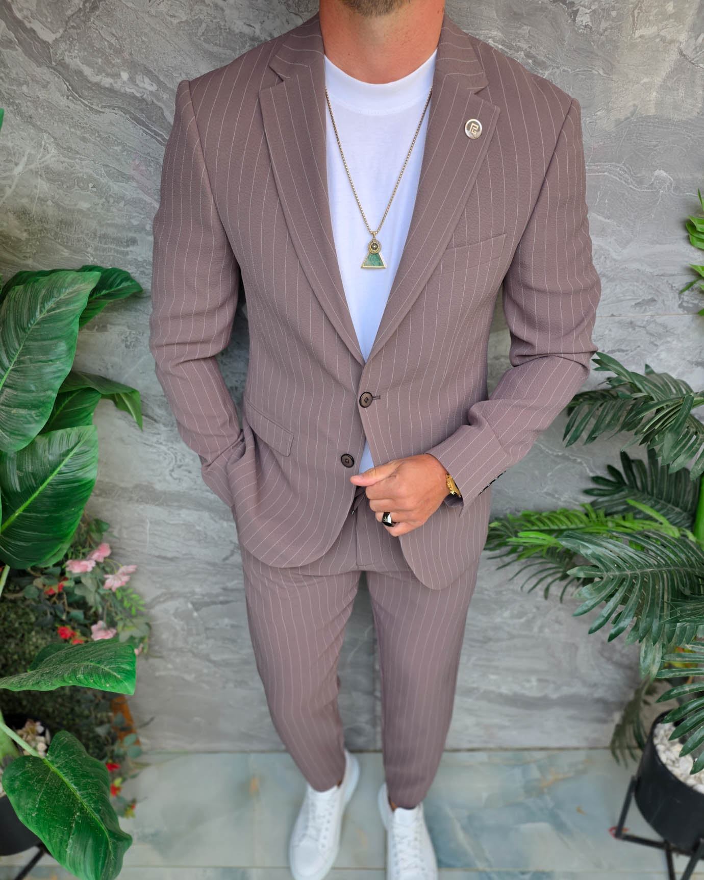 Costum de bărbați, Maro Taupe: Sacou si Pantalon - C5347 - imagine 4