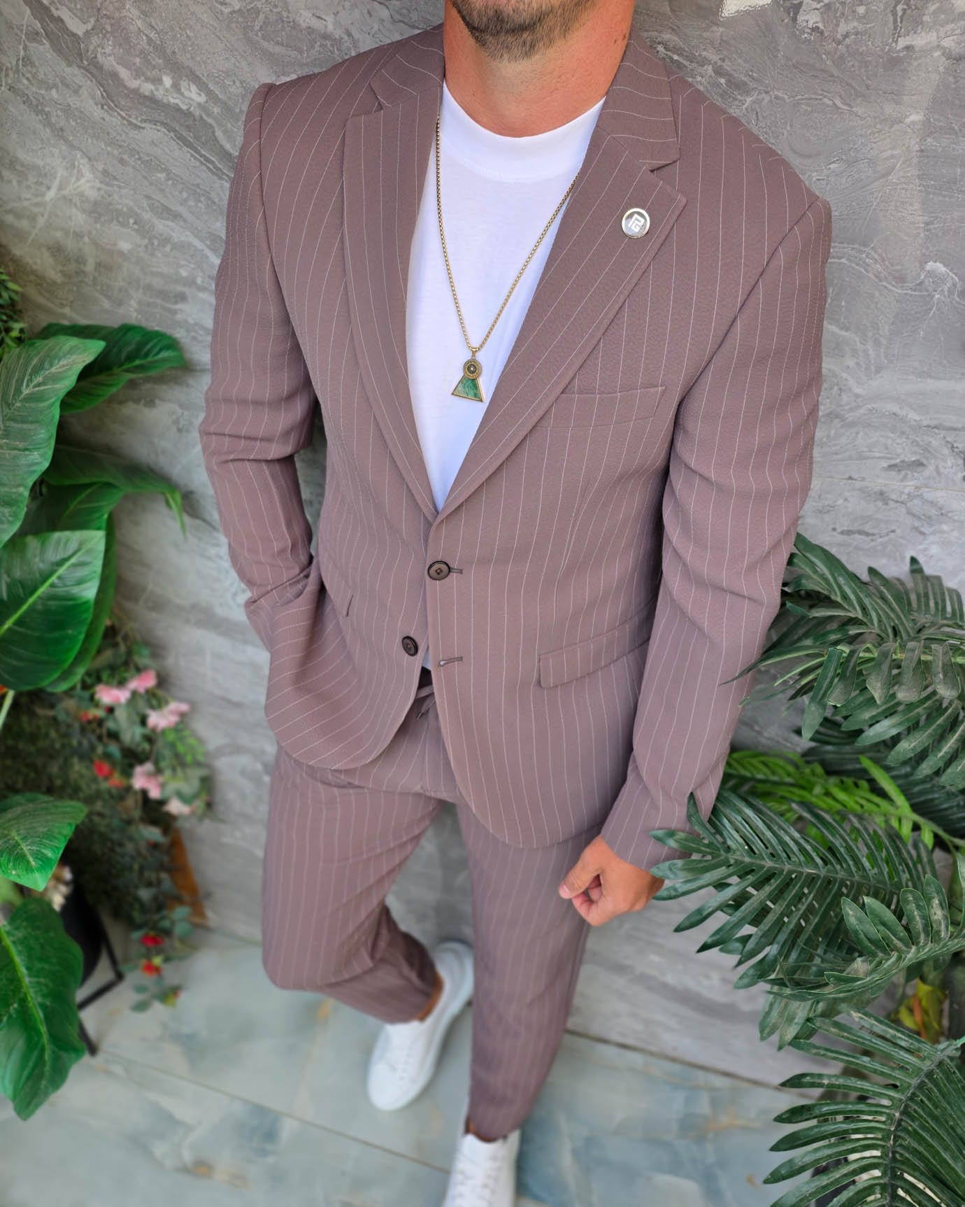 Costum de bărbați, Maro Taupe: Sacou si Pantalon - C5347 - imagine 5