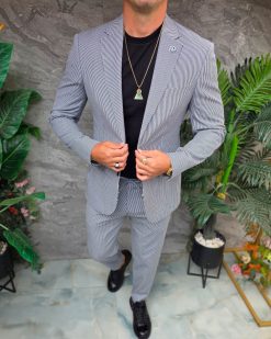 Costum de bărbați, Bleumarin cu dungi: Sacou si Pantalon - C5367