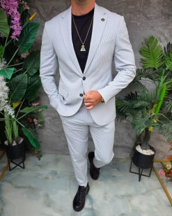 Alternative view of Costum de bărbați, Bleu cu dungi: Sacou si Pantalon - C5368