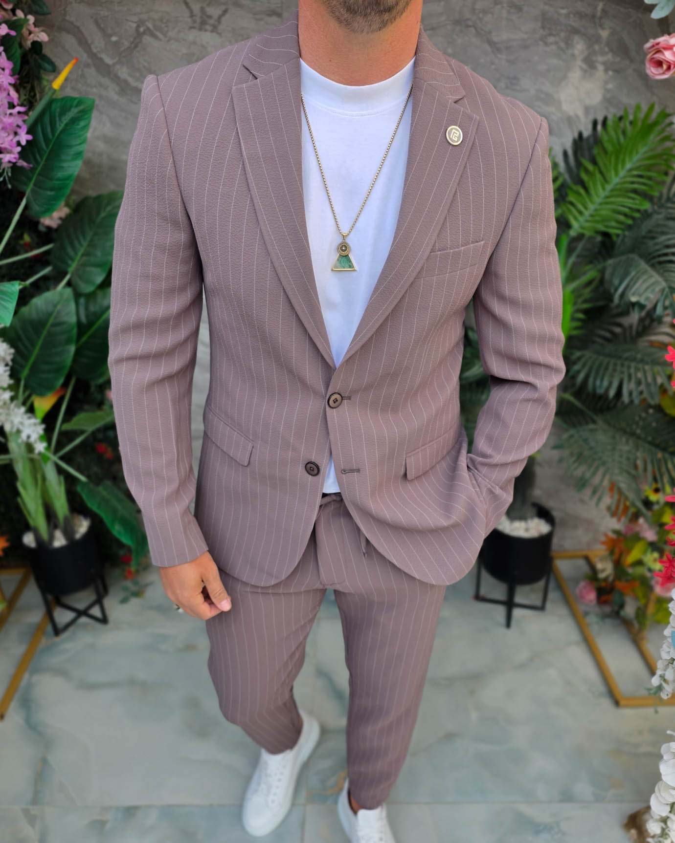 Costum de bărbați, Maro Taupe: Sacou si Pantalon - C5347 - imagine 7