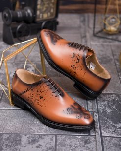 Pantofi de barbati, maro deschis, din piele naturala- P1921