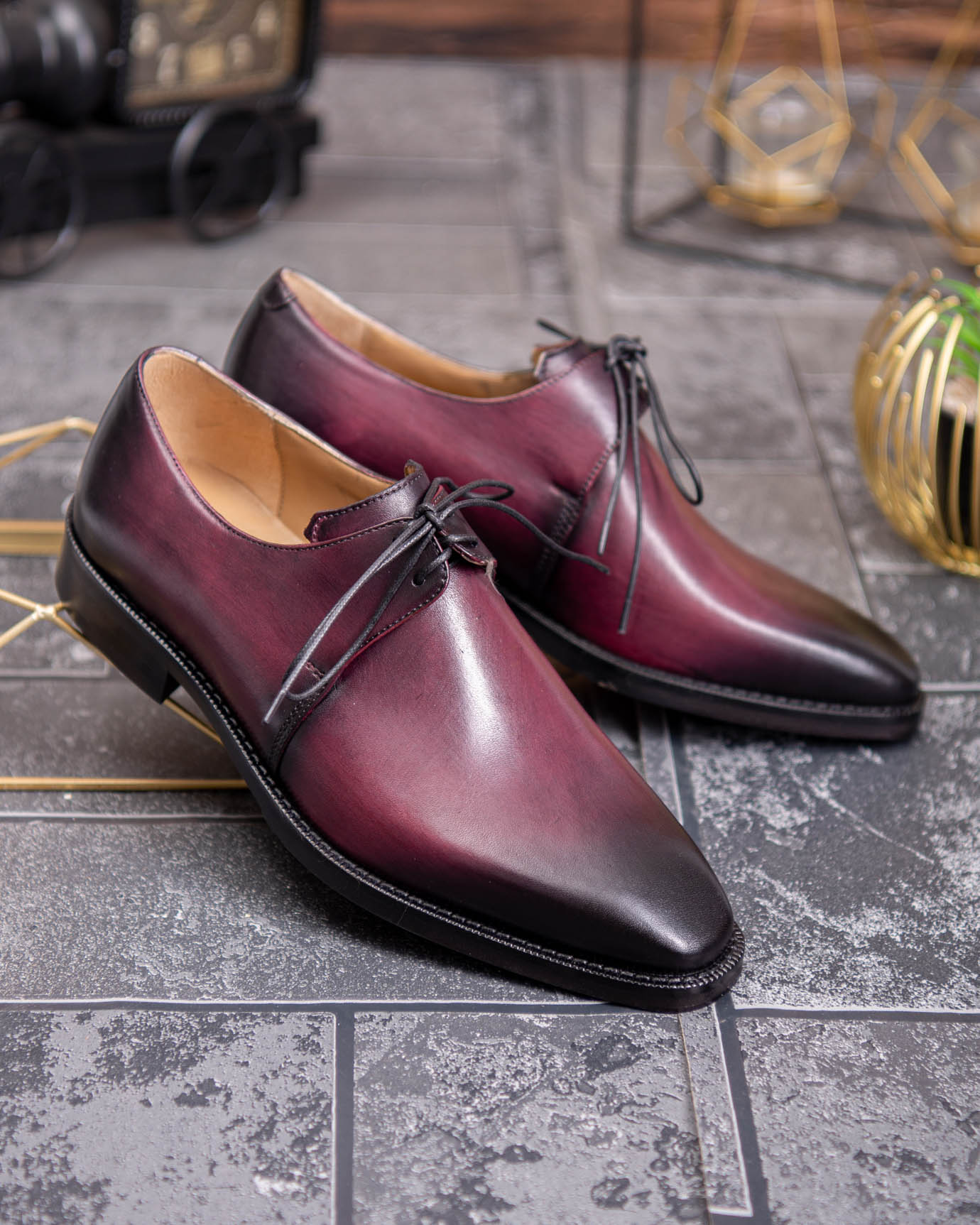 Pantofi de barbati, bordo, din piele naturala- P1920 - imagine 3