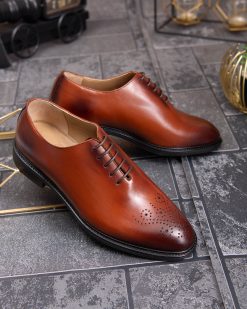 Alternative view of Pantofi de barbati, maro deschis, din piele naturala- P1923