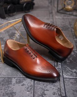 Pantofi de barbati, maro deschis, din piele naturala- P1923