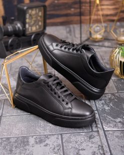 Sneaker de barbati, negru, din piele naturala- P1924