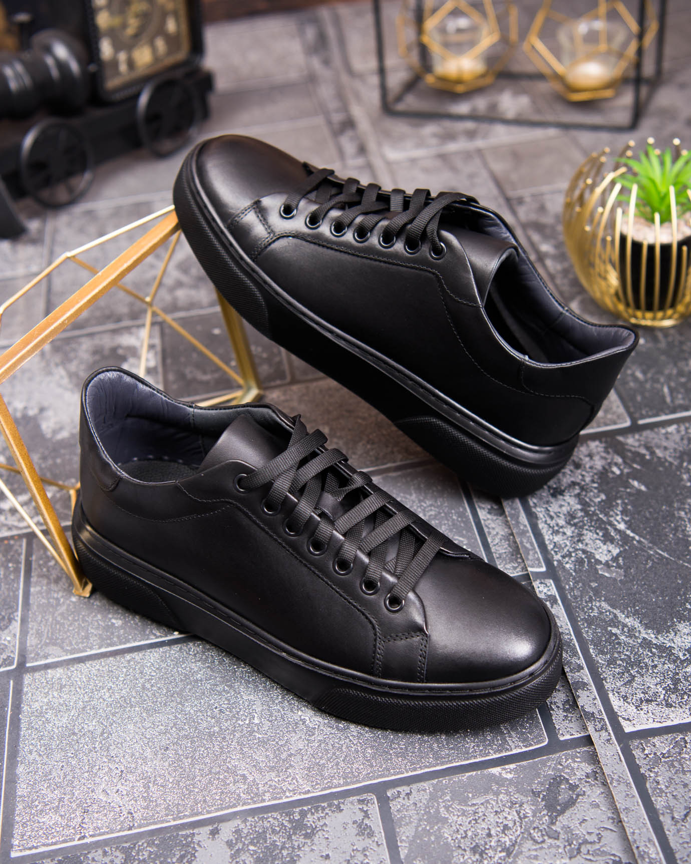 Sneaker de barbati, negru, din piele naturala- P1924 - imagine 7