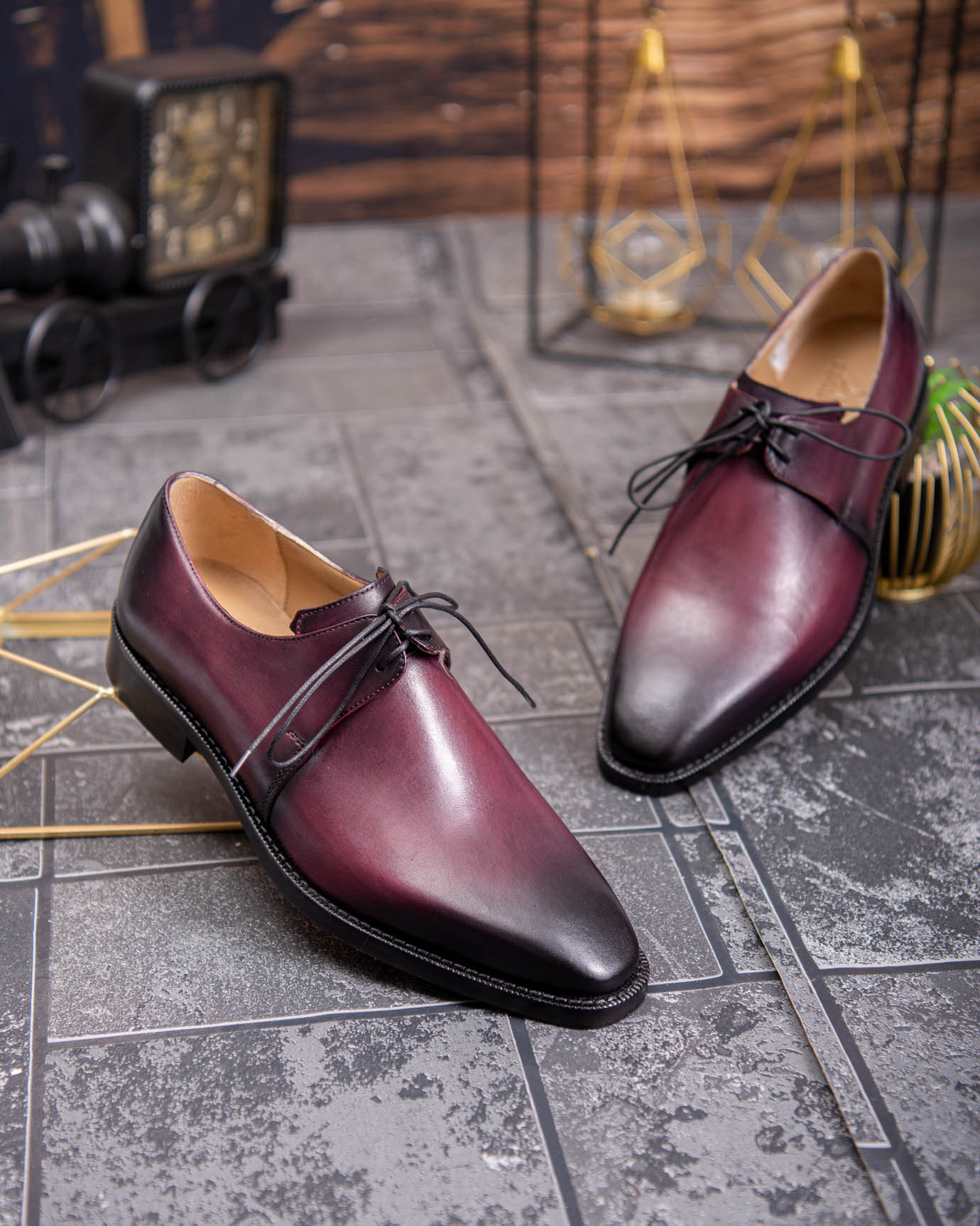 Pantofi de barbati, bordo, din piele naturala- P1920 - imagine 4