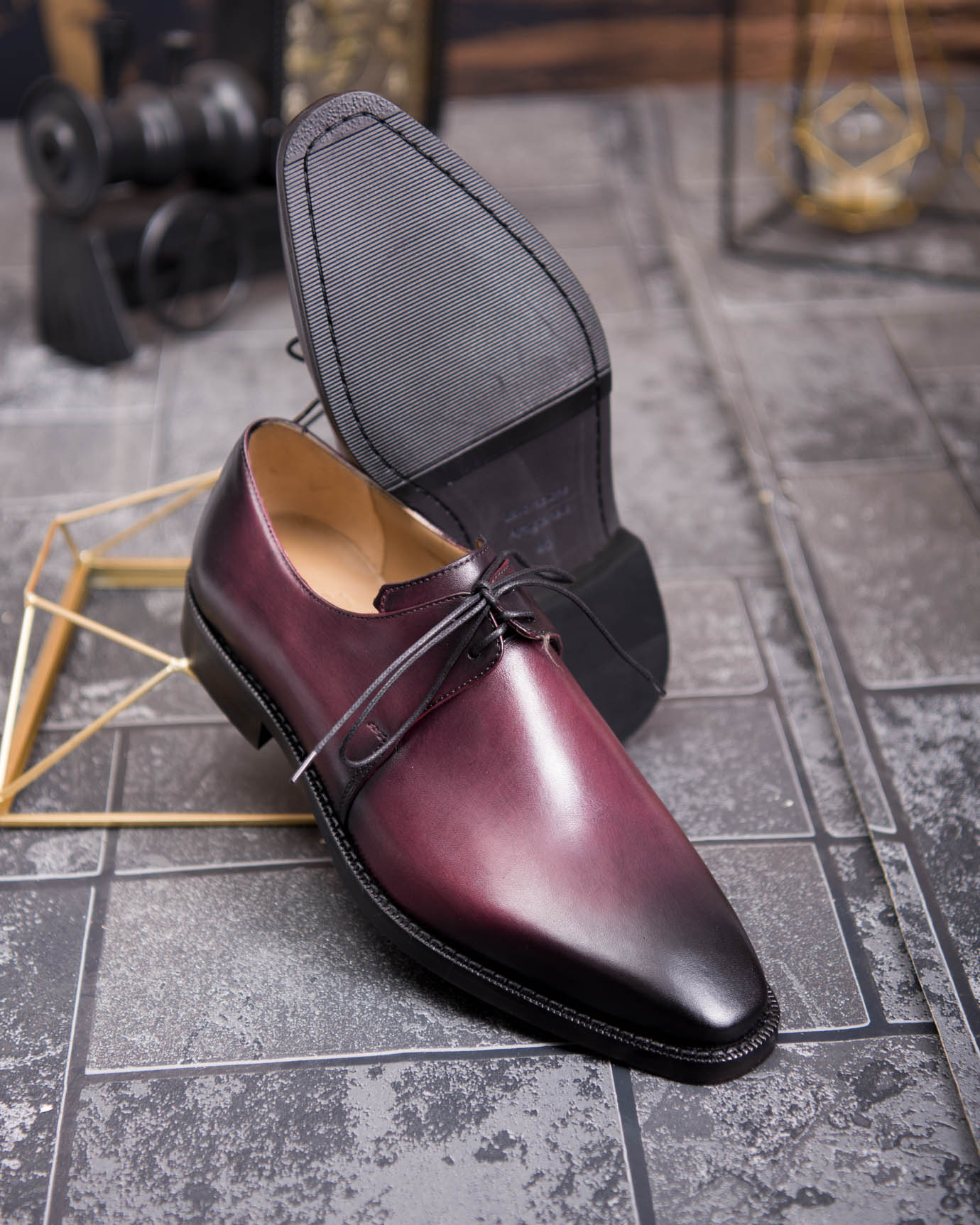 Pantofi de barbati, bordo, din piele naturala- P1920 - imagine 6