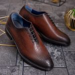 Pantofi de barbati, maro, din piele naturala, model croc- P1933