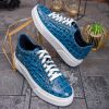 Sneaker de barbati, albastri, din piele naturala, model croc, semi-lac- P1927