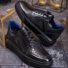 Sneaker de barbati, negru, din piele naturala, model croc, semi-lac- P1929
