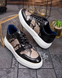 Sneaker de barbati, negru, din piele naturala- P1928