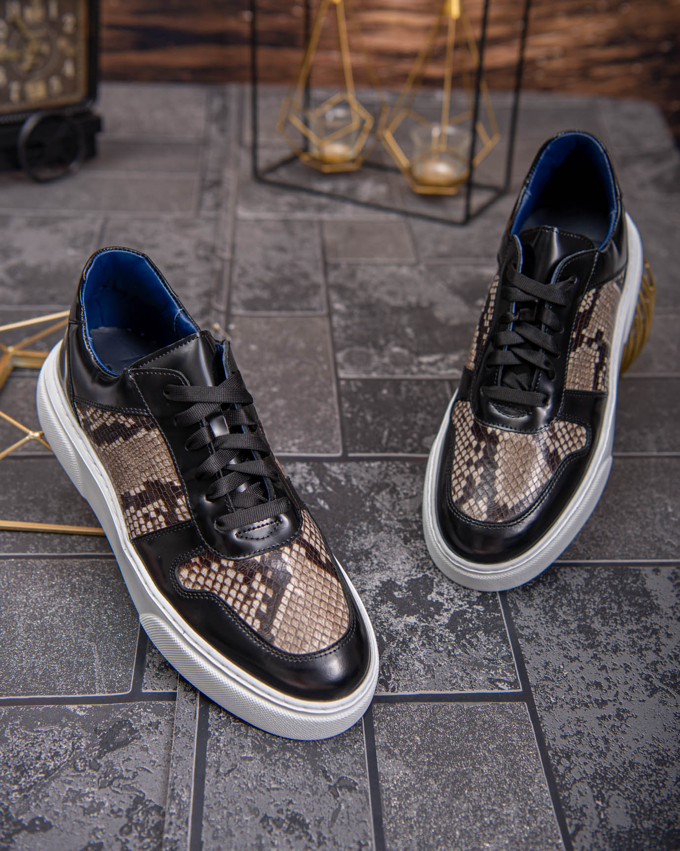 Sneaker de barbati, negru, din piele naturala- P1928 - imagine 4