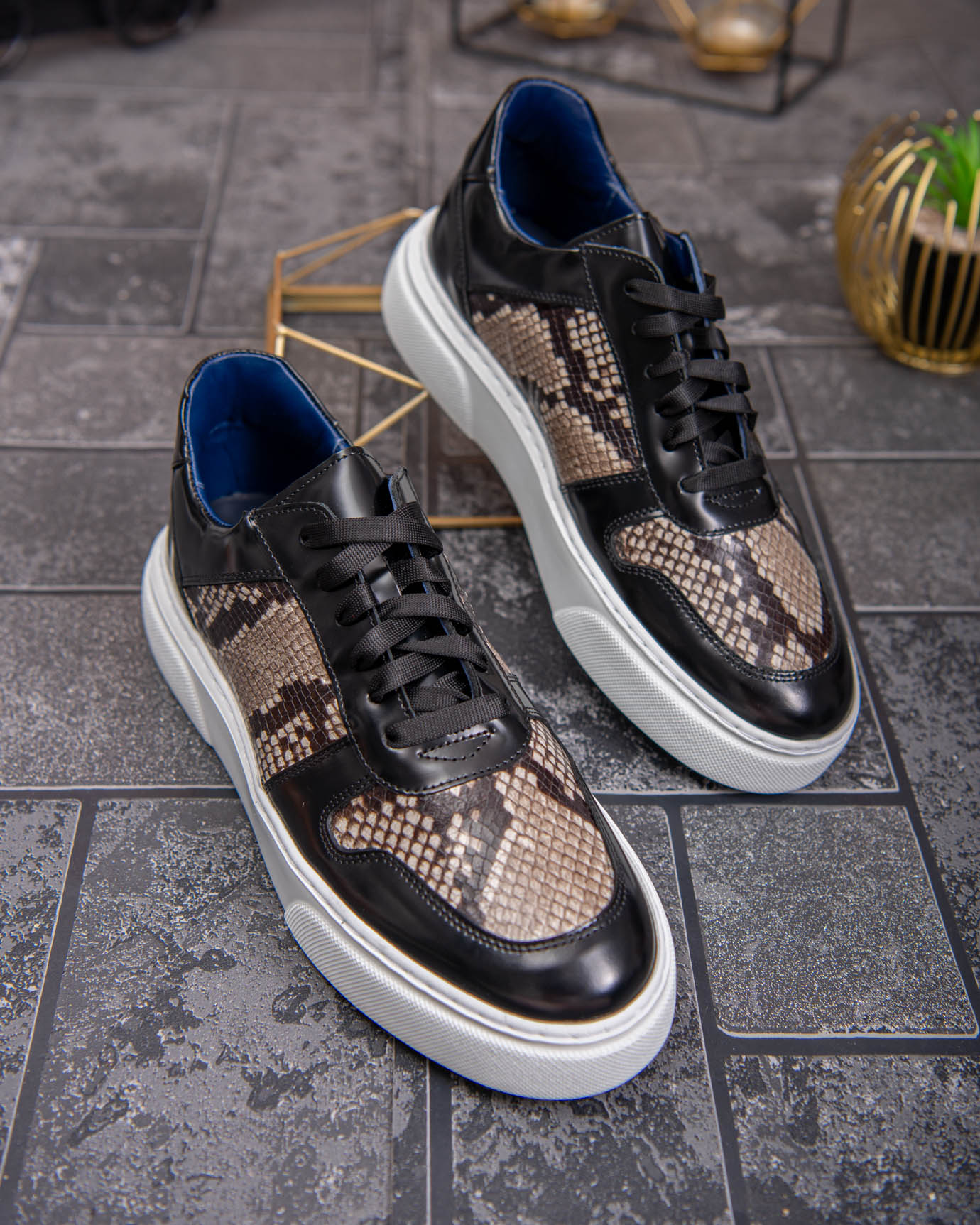 Sneaker de barbati, negru, din piele naturala- P1928 - imagine 3