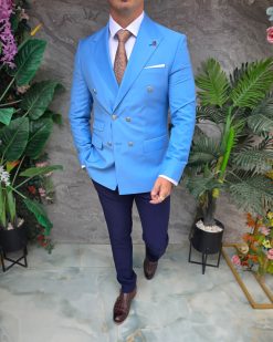 Sacou de bărbați, Double Breasted, Bleu, Slim Fit - SC1106