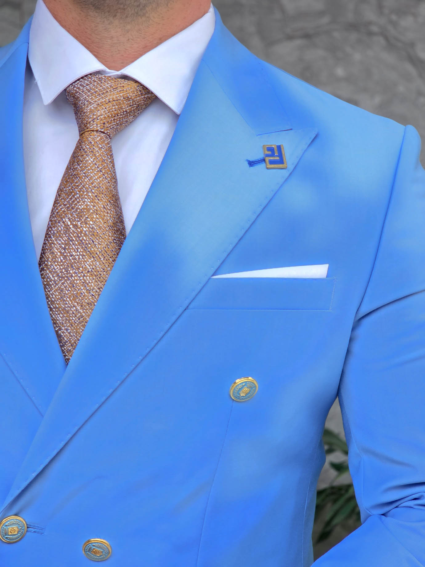 Sacou de bărbați, Double Breasted, Bleu, Slim Fit - SC1106 - imagine 6