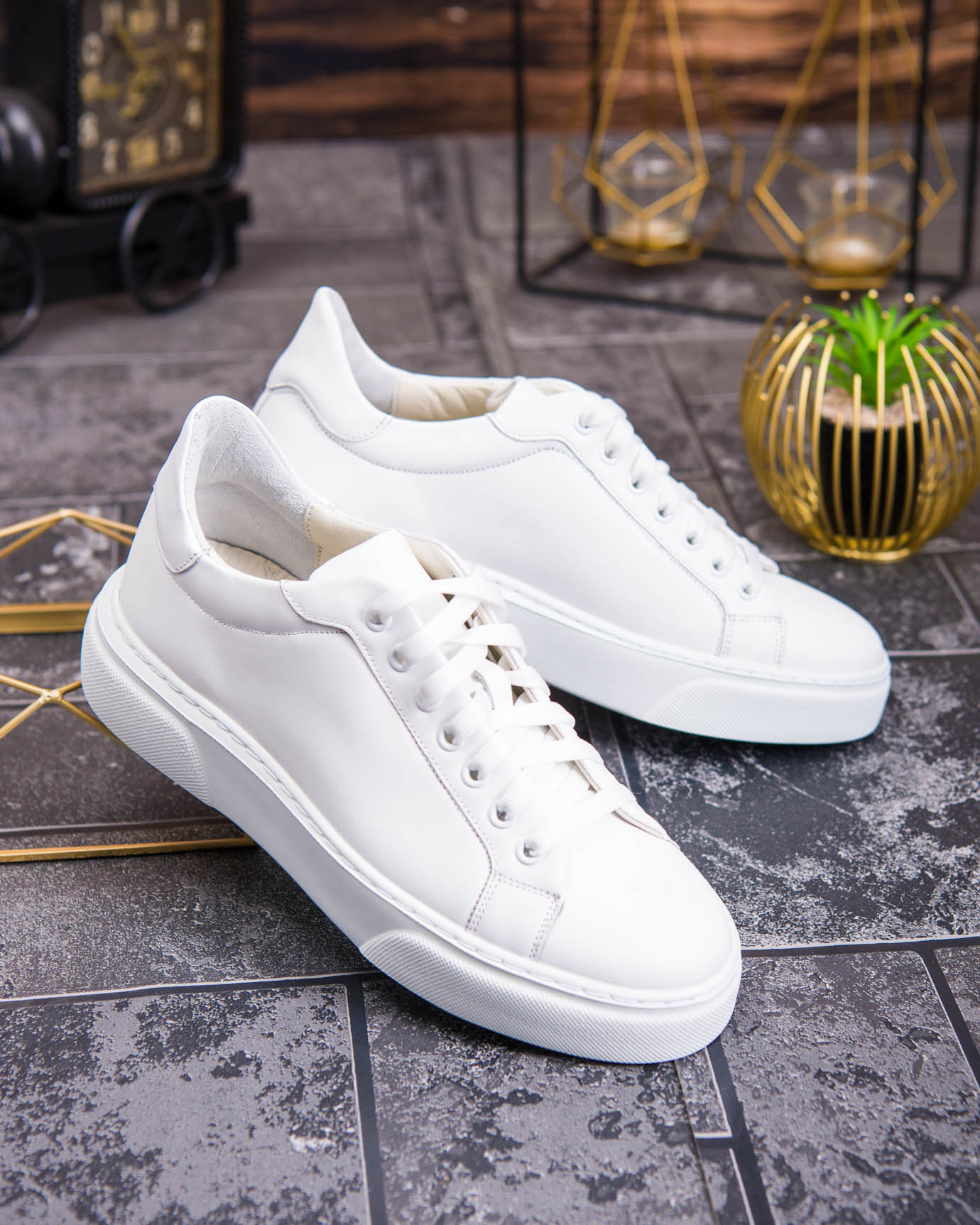 Sneaker de barbati, albi, din piele naturala- P1925 - imagine 3