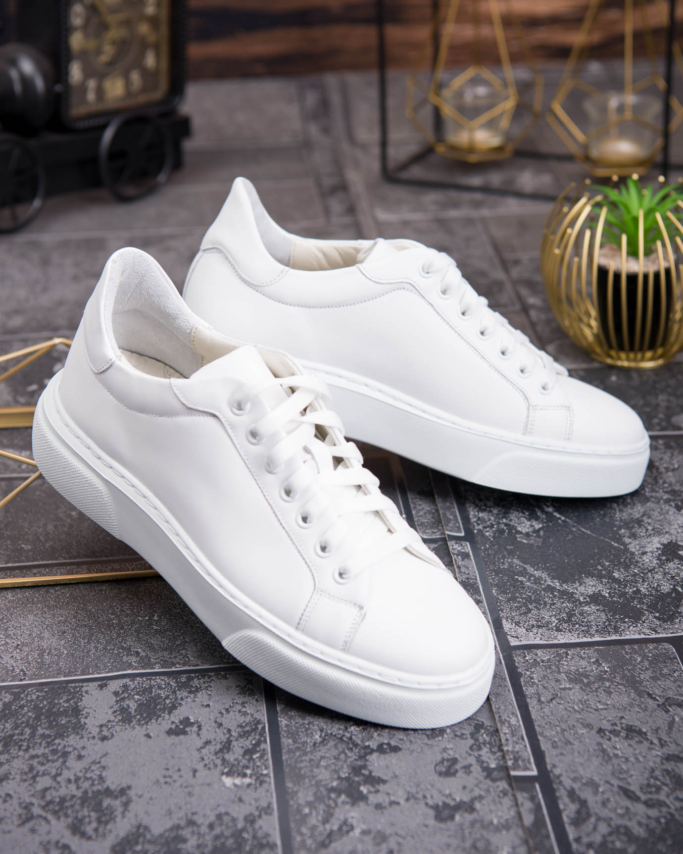 Sneaker de barbati, albi, din piele naturala- P1925 - imagine 5