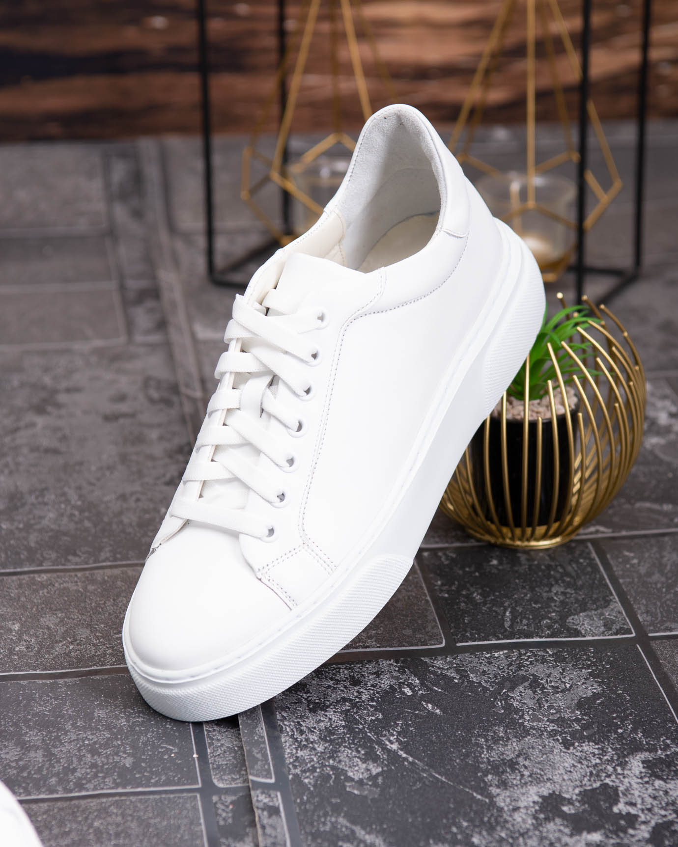 Sneaker de barbati, albi, din piele naturala- P1925 - imagine 4