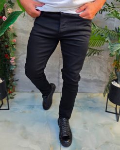 Blugi de bărbați, Slim Fit, elastici , negri- BG951