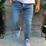Blugi de bărbați, Slim Fit, elastici , albastru/gri - BG947