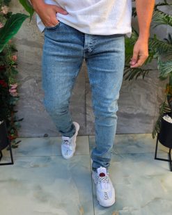 Blugi de bărbați, Slim Fit, elastici , albastru/gri - BG947