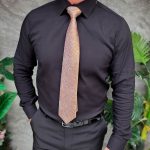 Men's black shirt, Reginald with hidden buttons - CM549