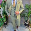 Costum de bărbați, Verde pal: Sacou, Vesta si Pantalon- C5383