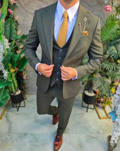 Costum de bărbați, Verde inchis: Sacou, Vesta si Pantalon- C5384