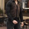 Camasa slim fit de barbati, neagra cu model si pietre aurii- CM537