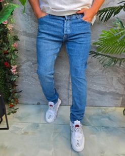 Alternative view of Blugi de bărbați, Slim Fit, elastici , albastri - BG946