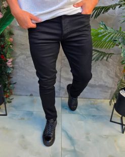 Alternative view of Blugi de bărbați, Slim Fit, elastici , negri- BG951