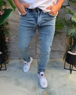 Alternative view of Blugi de bărbați, Slim Fit, elastici , albastru/gri - BG947