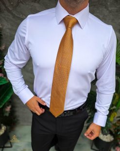 Cămașă alba de bărbați, Reginald cu nasturi ascunsi, elastica- CM550