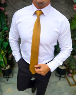 Alternative view of Cămașă alba de bărbați, Reginald cu nasturi ascunsi- CM548