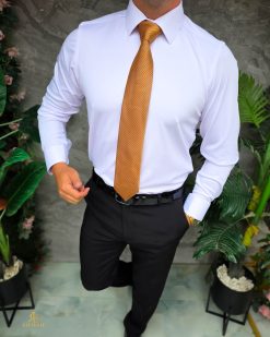 Alternative view of Cămașă alba de bărbați, Reginald cu nasturi ascunsi, elastica- CM550