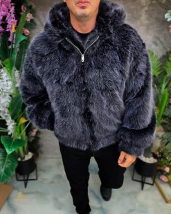 Alternative view of Cojoc de barbati, imblanit, blana neagra, slim-fi- GC874