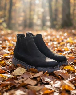 Alternative view of Ghete bărbătești din piele naturală negre cu talpă gri – stil urban - GH161