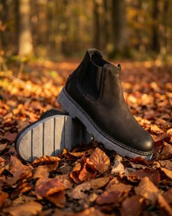 Ghete bărbătești din piele naturală negre cu talpă gri – stil urban - GH161