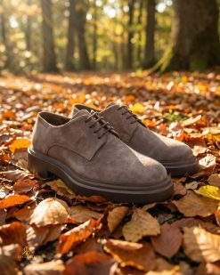 Alternative view of Pantofi bărbătești Derby din piele naturală întoarsă – taupe - P1943