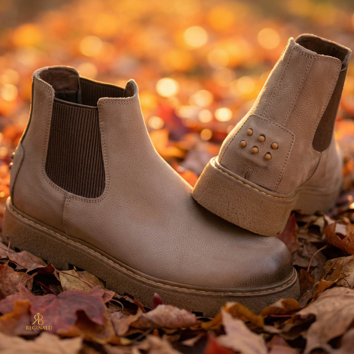 Ghete bărbătești Chelsea din piele naturală – beige sand - GH164 - imagine 2