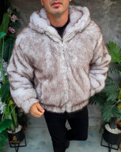 Alternative view of Cojoc de barbati, imblanit, blana bej, slim-fi- GC873