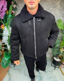 Alternative view of Cojoc negru de barbati, interior imblanit, slim-fi- GC872